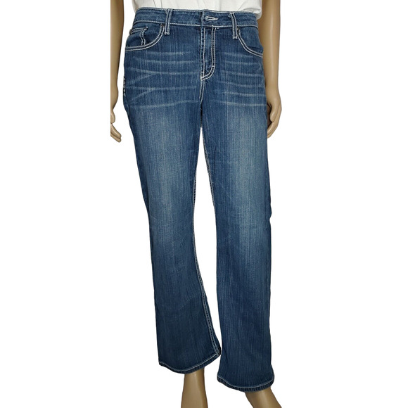 BKE Denim Medium Wash Taylor Bootcut Jeans Size 31R Missing button - Picture 1 of 7